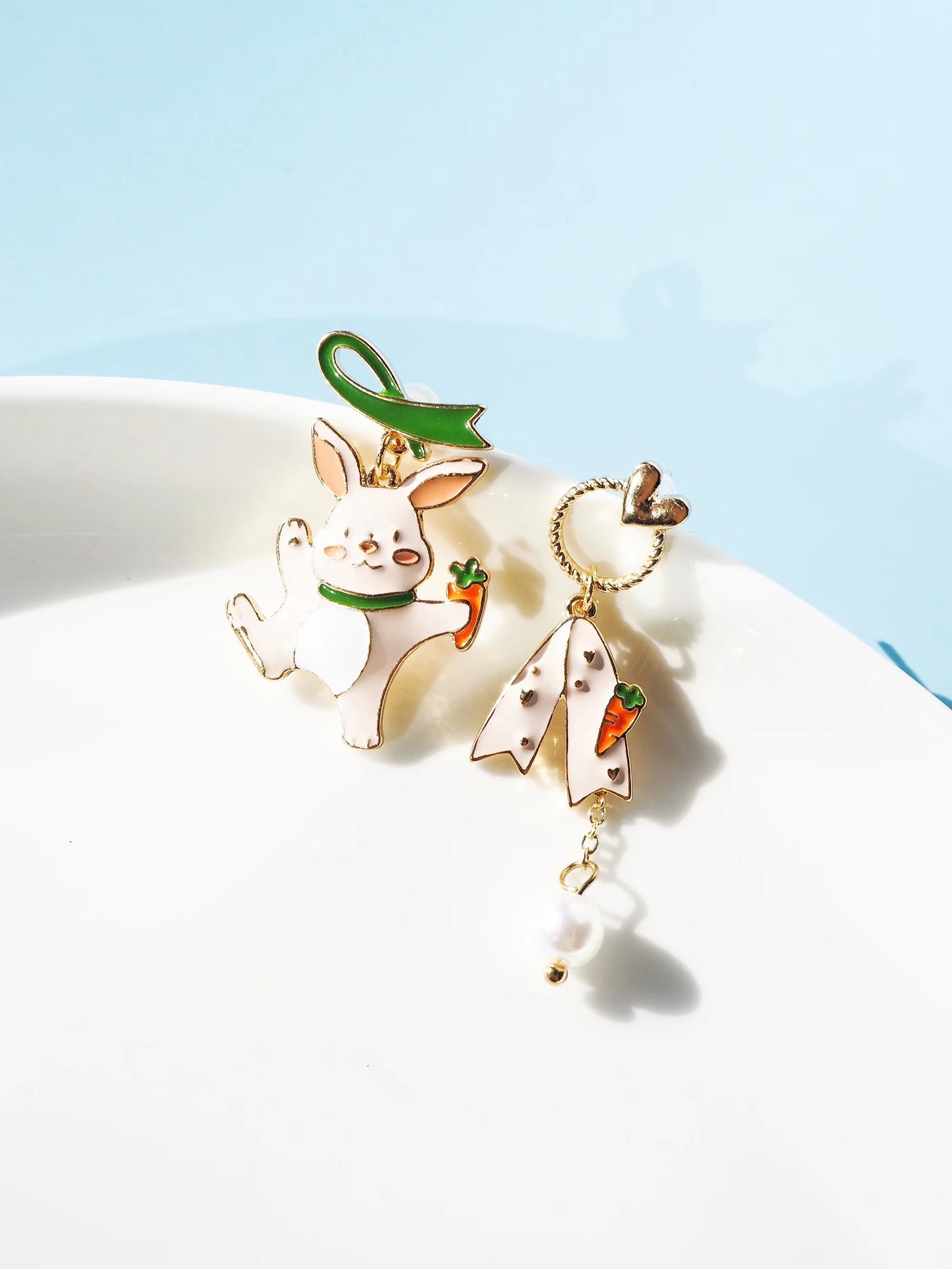 Rabbit And Carrot Drop Earrings