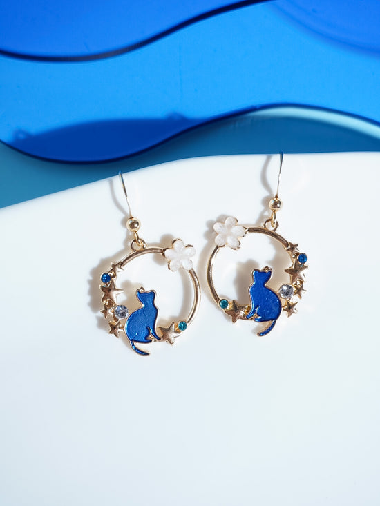 Cat And Star Drop Earrings