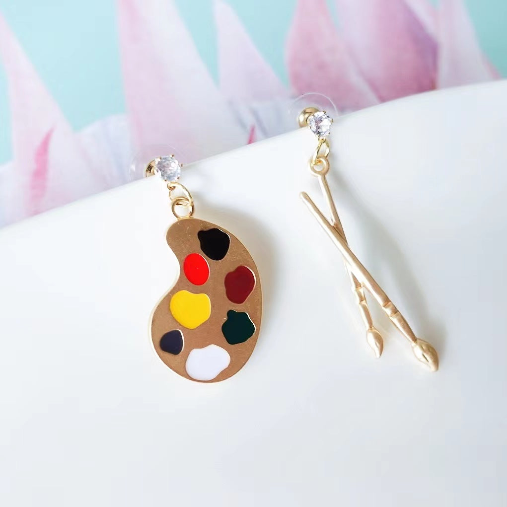 Palette And Brush Drop Earring