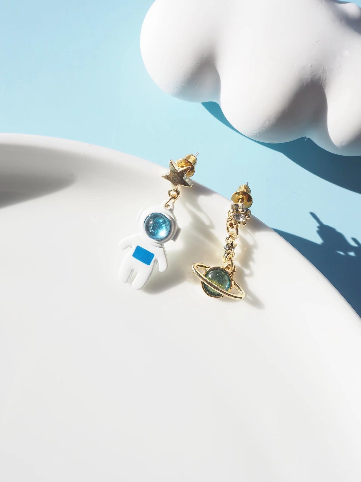 Astronauts And The Planet Drop Earrings