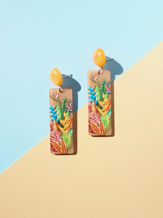 Tropical Plants Drop Earrings