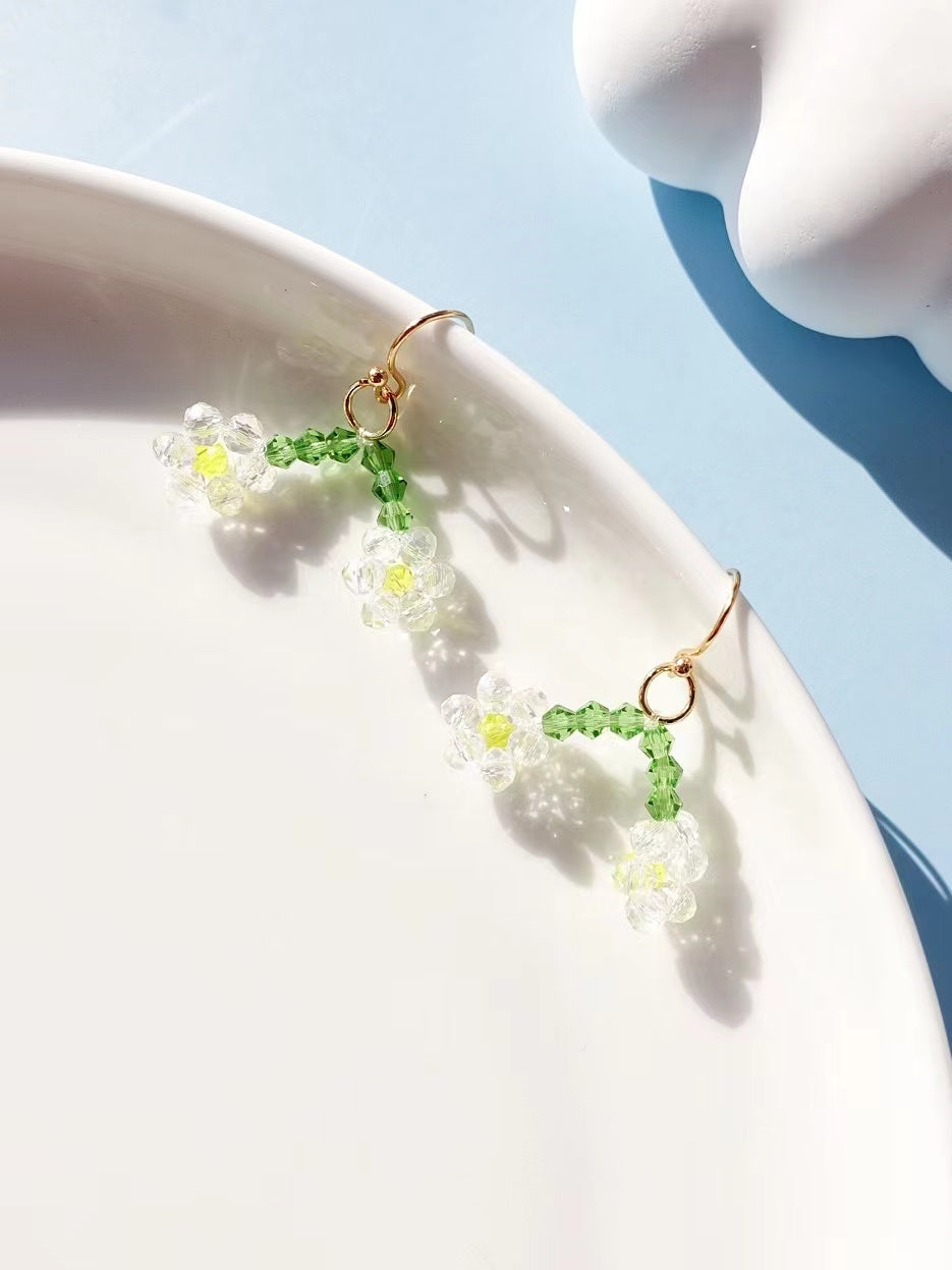 Beaded Flower Drop Earrings
