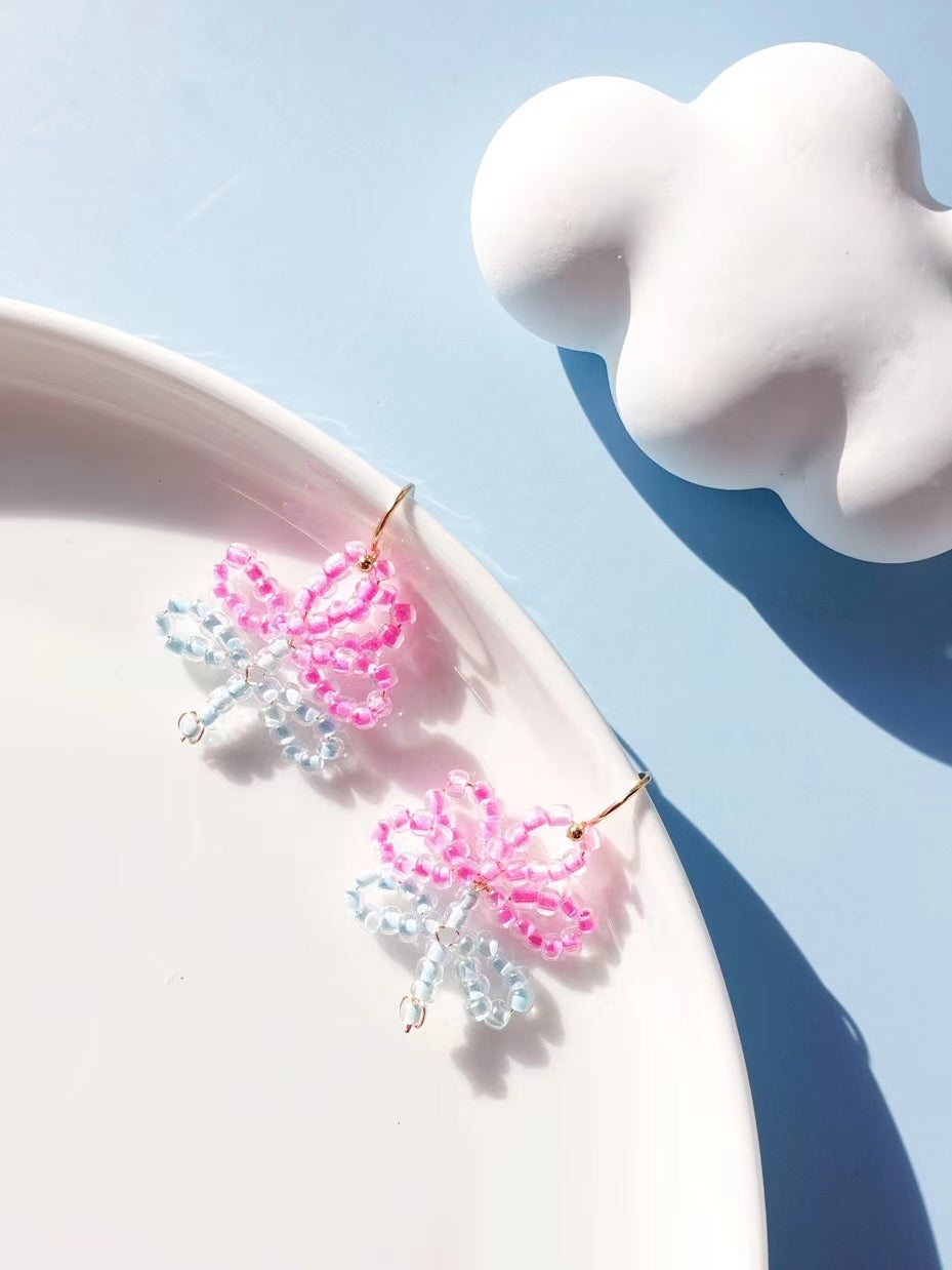 Beaded Flower Drop Earrings