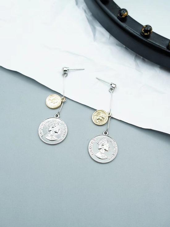 Coin Punk Style Drop Earrings