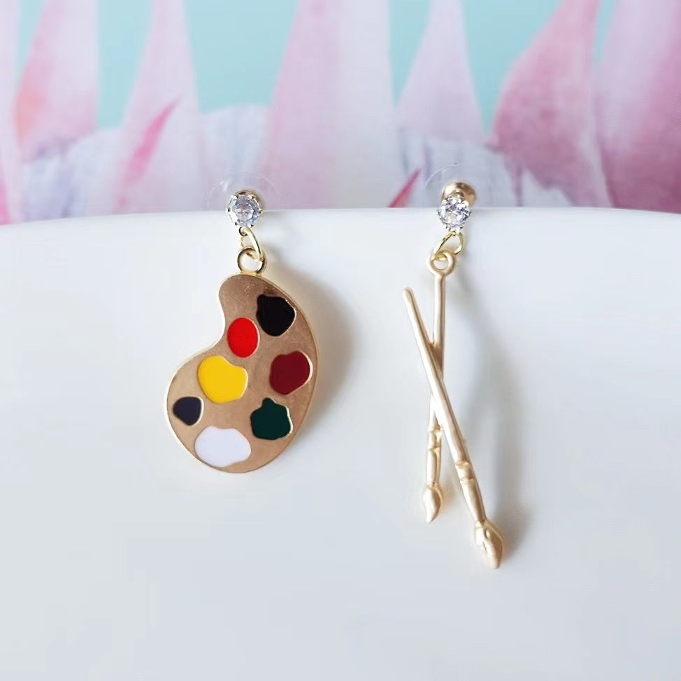 Palette And Brush Drop Earring