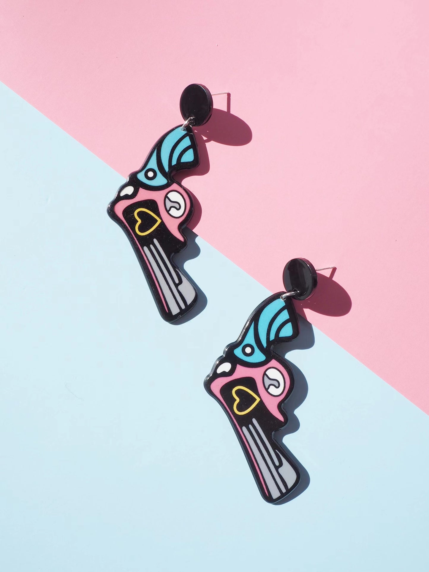 Love Heart Gun Drop Earrings