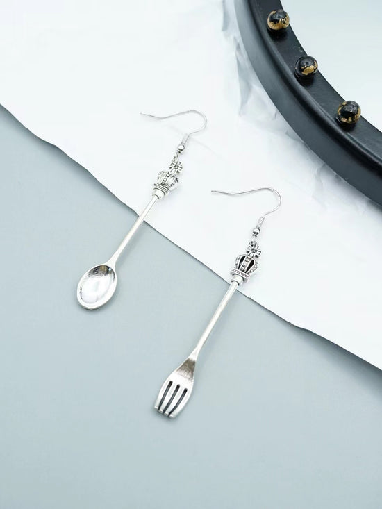 Spoon And Fork Punk Style Drop Earrings