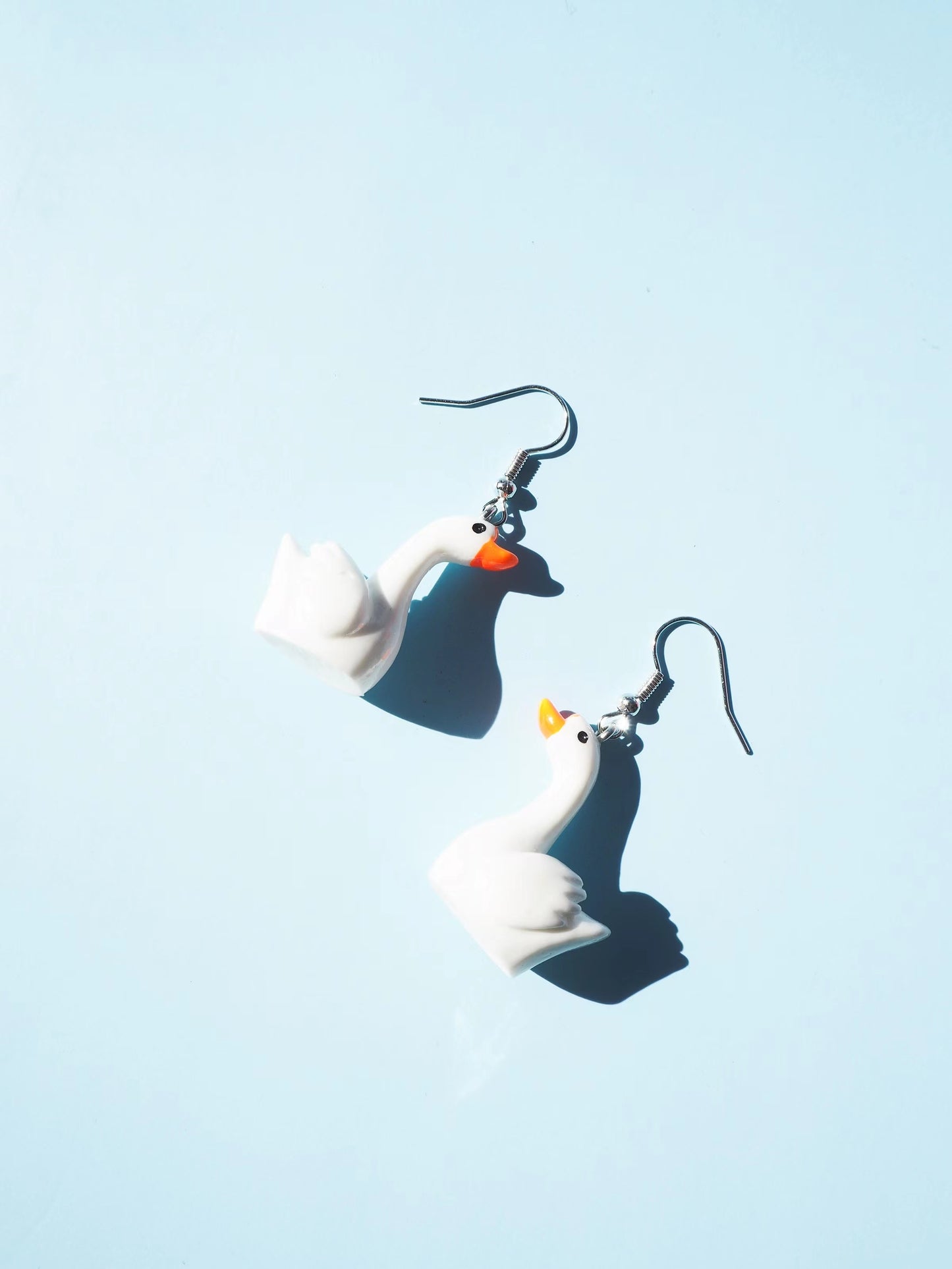 White Swan Hook Drop Earrings