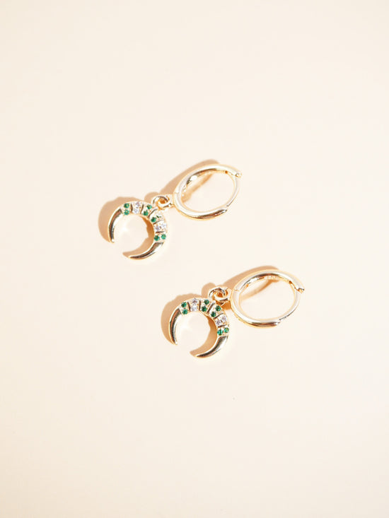 Gold Plated Crescent Shaped Huggie Drop Earrings