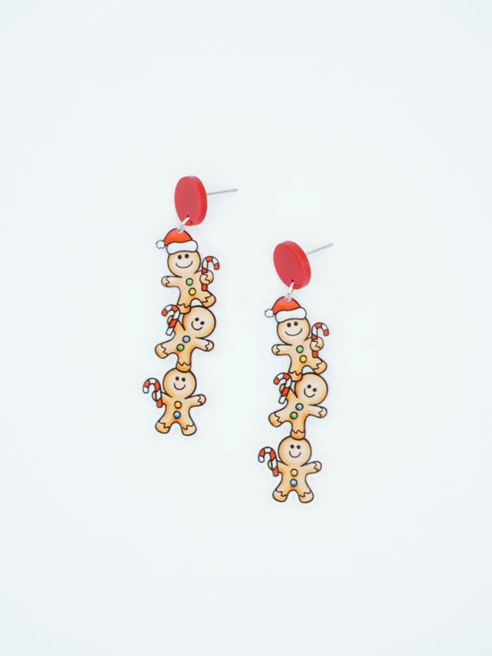 Christmas Gingerbread Man Drop Earrings