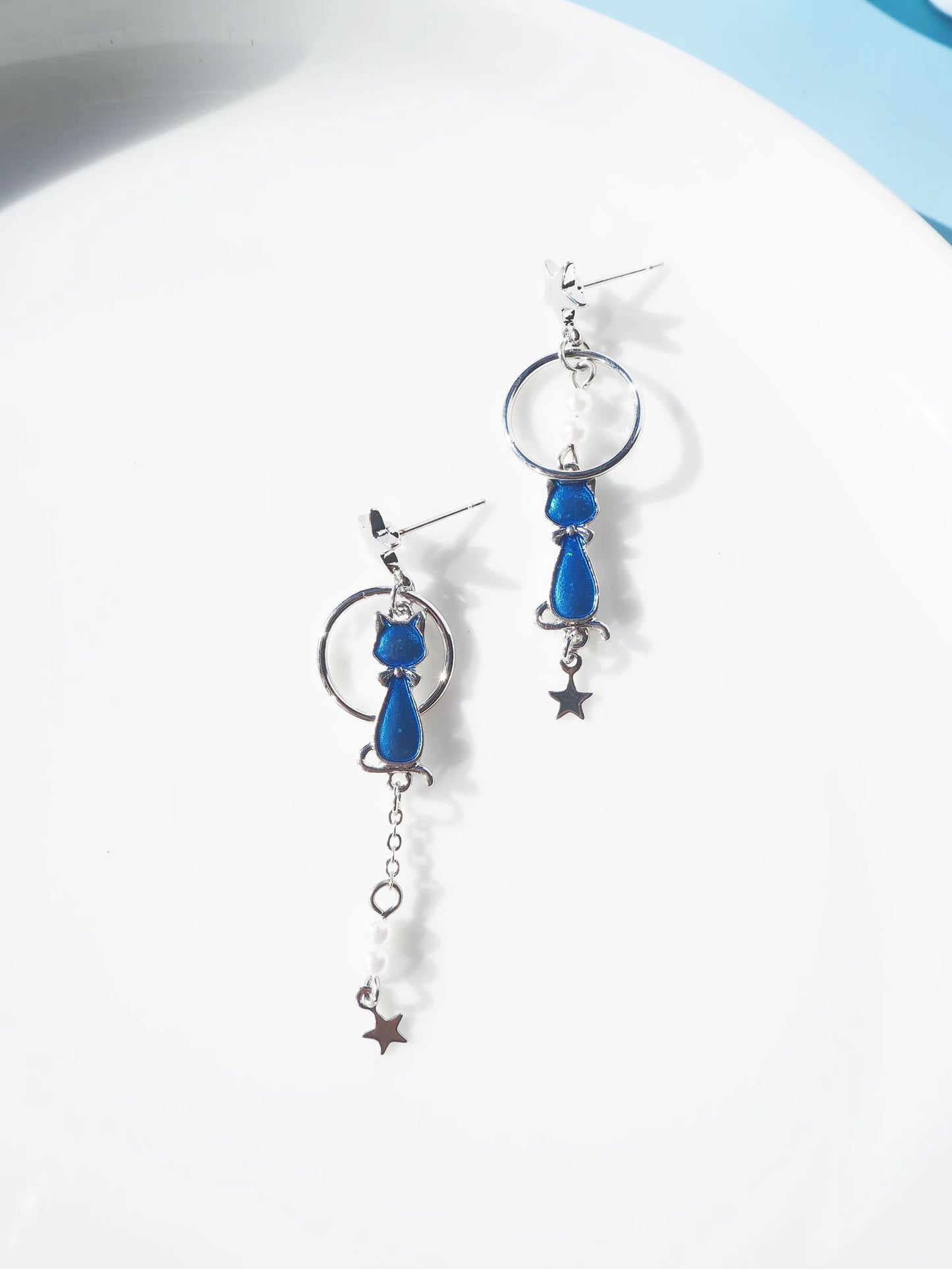 Cat And Star Drop Earrings