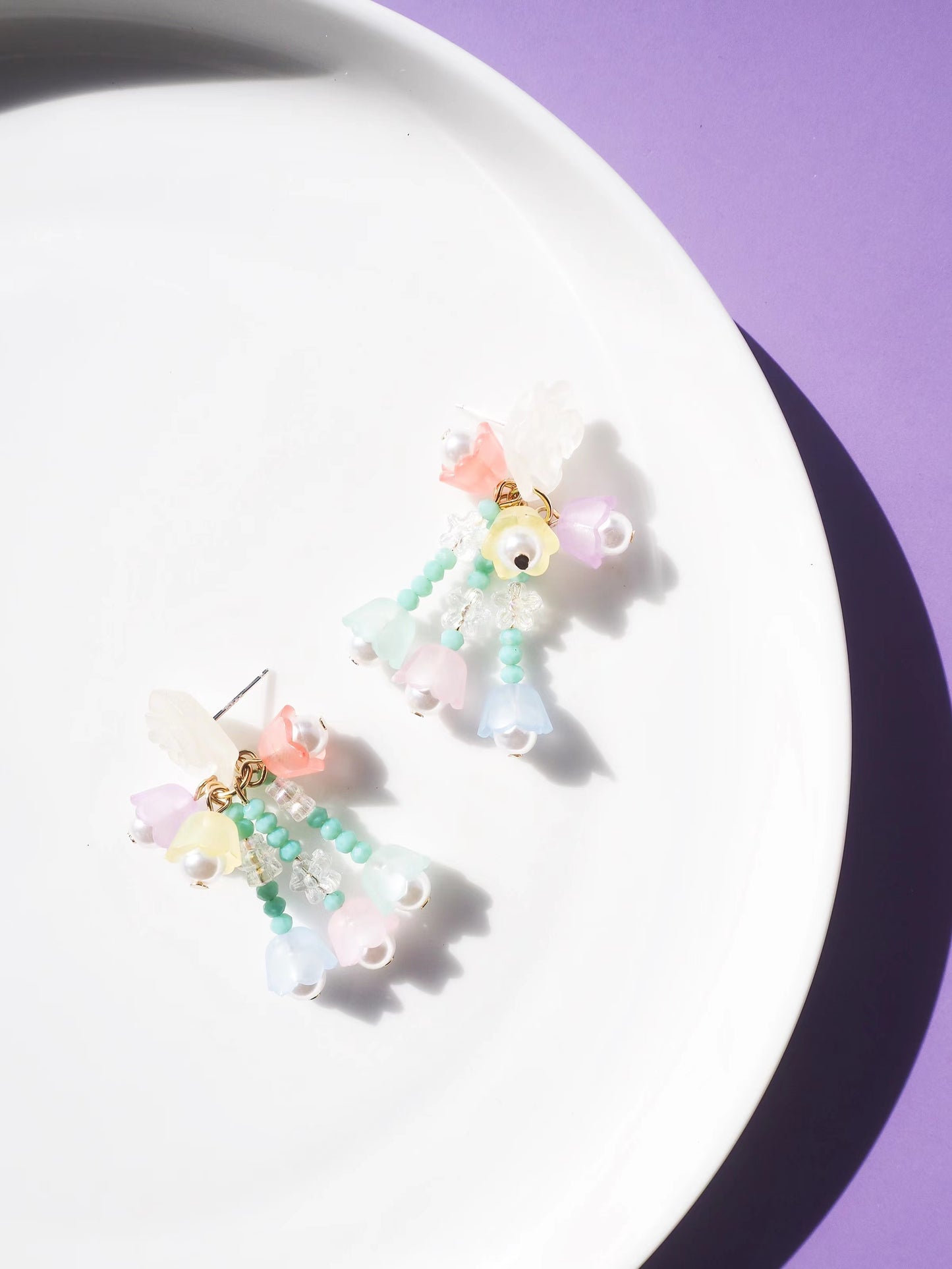 Flower Beaded Drop Earrings