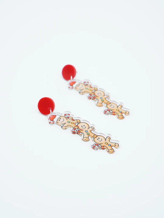 Christmas Gingerbread Man Drop Earrings