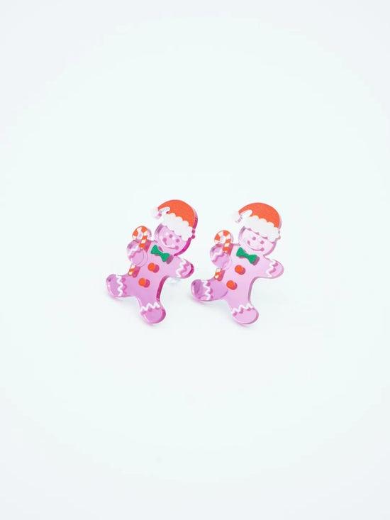 Christmas Gingerbread Man Stud Earrings