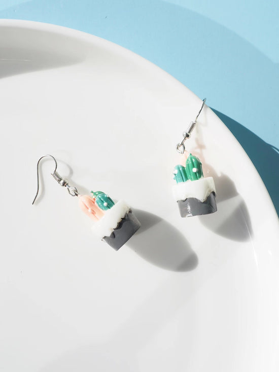 Cactus Plant Hook Drop Earrings