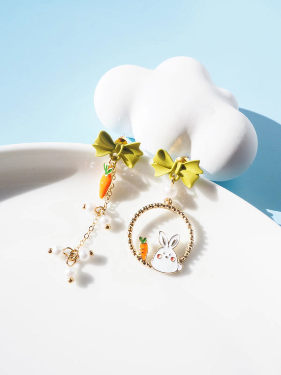 Bunny And Carrot Drop Earrings