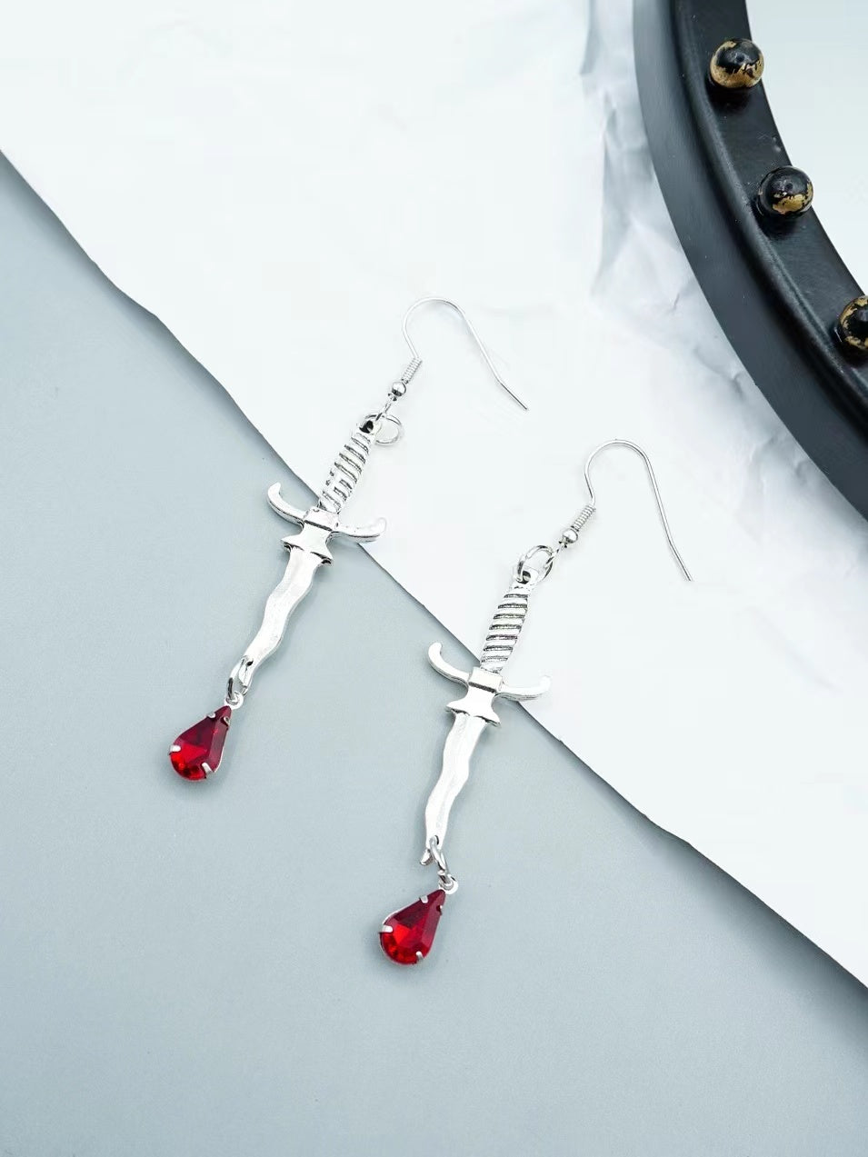 Sword And Blood Punk Style Drop Earrings