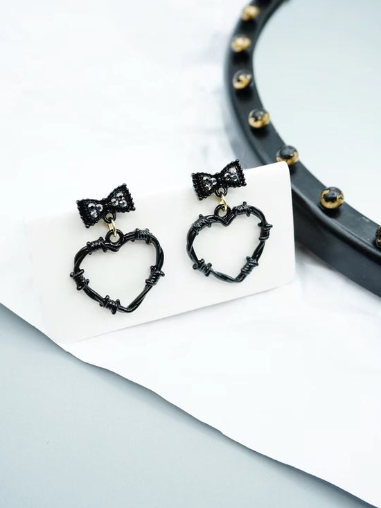 Thorns Heart Punk Style Drop Earrings