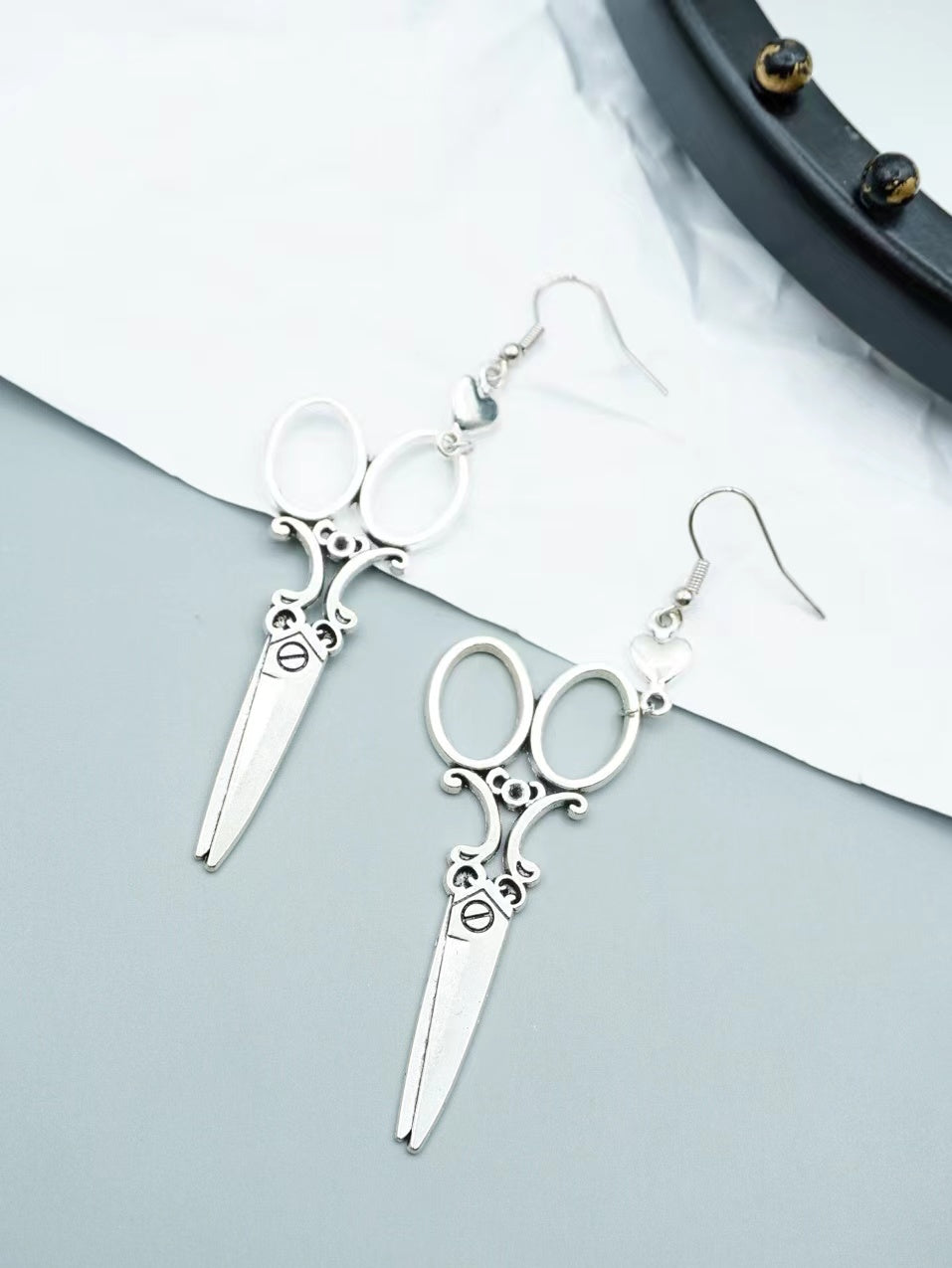 Scissors Punk Style Drop Earrings