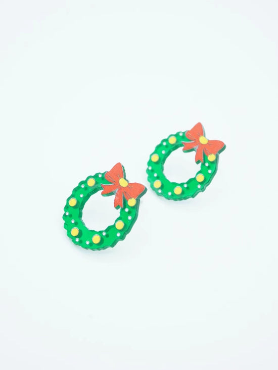 Christmas Wreath Stud Earrings