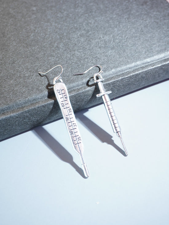 Thermometer And Syringe Drop Earrings