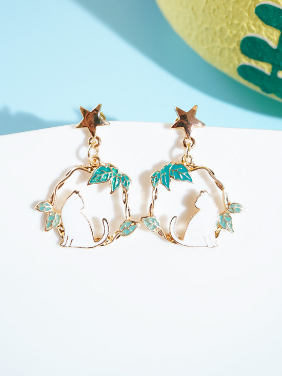 Cat And Vines Drop Earrings