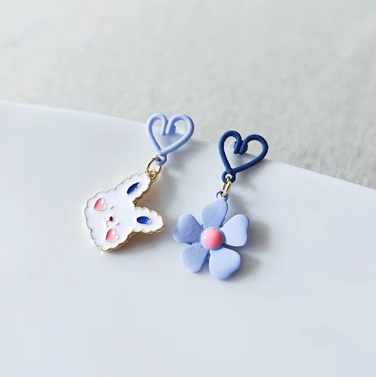 Rabbit And Flower Drop Earrings