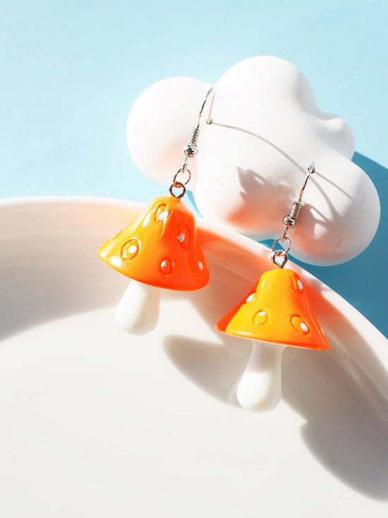 Mushroom Hook Drop Earrings