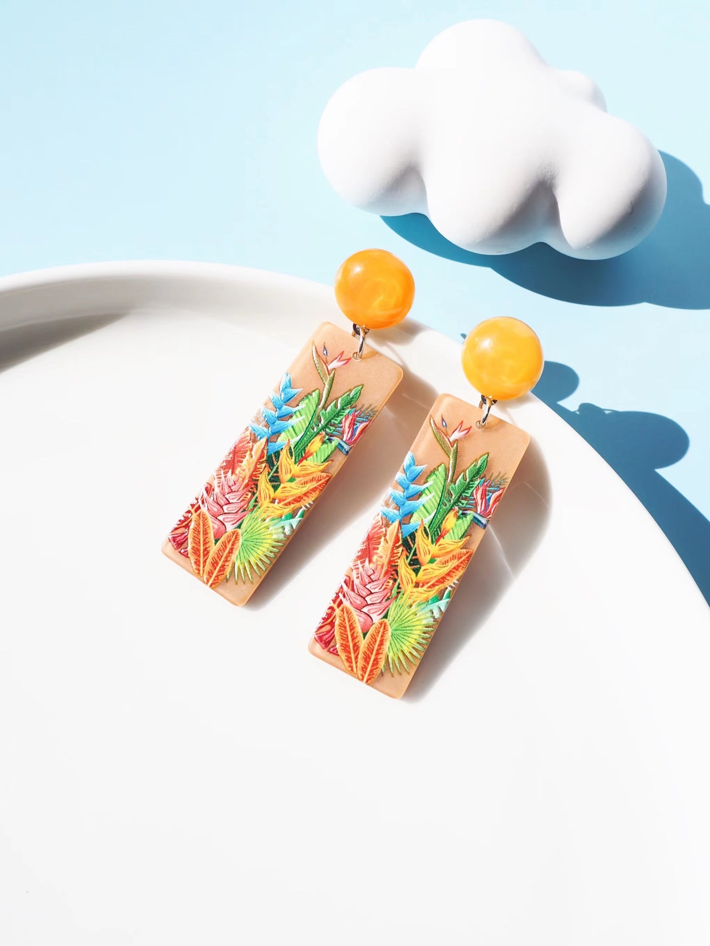 Tropical Plants Drop Earrings