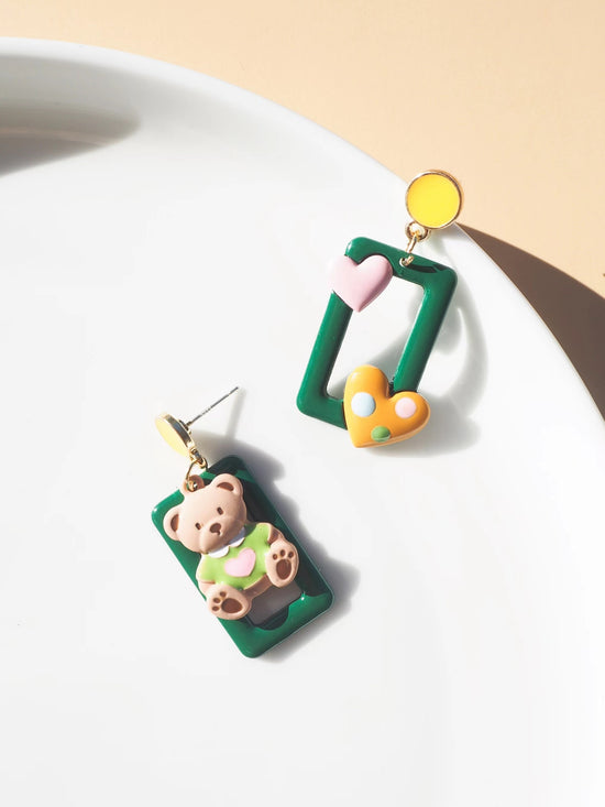 Teddy Bear Drop Earrings