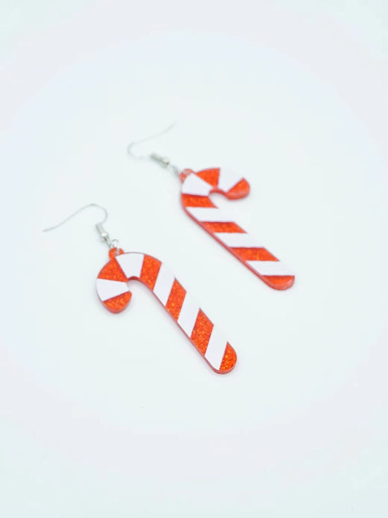 Christmas Candy Cane Drop Earrings