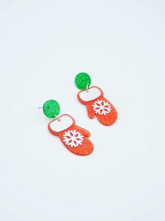 Christmas Santa Gloves Drop Earrings