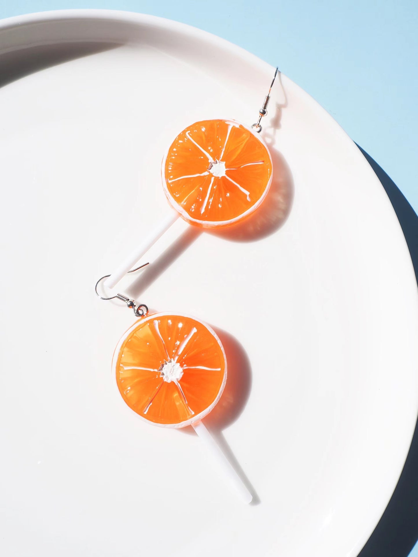 Orange Lollipop Hook Drop Earrings