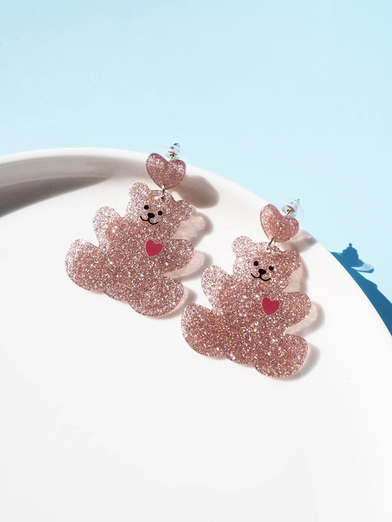 Teddy Bear Drop Earrings