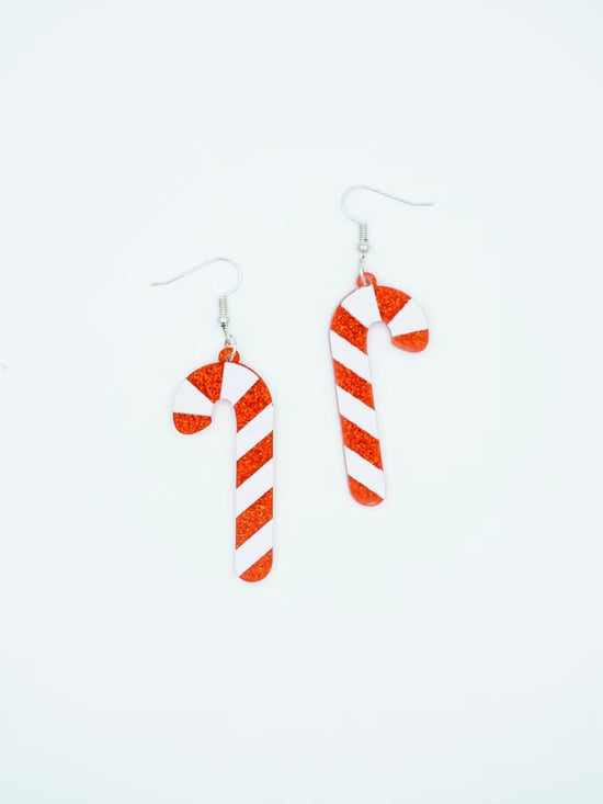 Christmas Candy Cane Drop Earrings