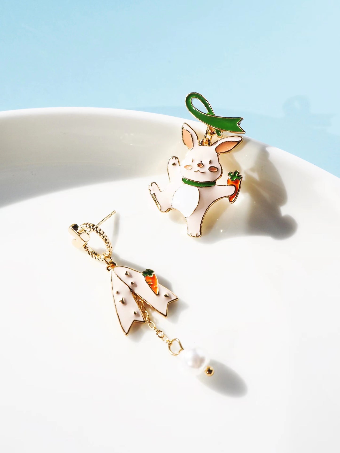 Rabbit And Carrot Drop Earrings