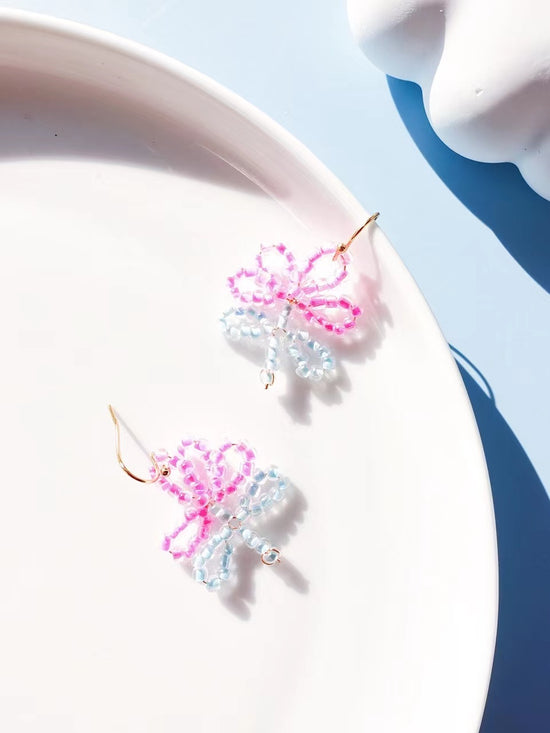 Beaded Flower Drop Earrings