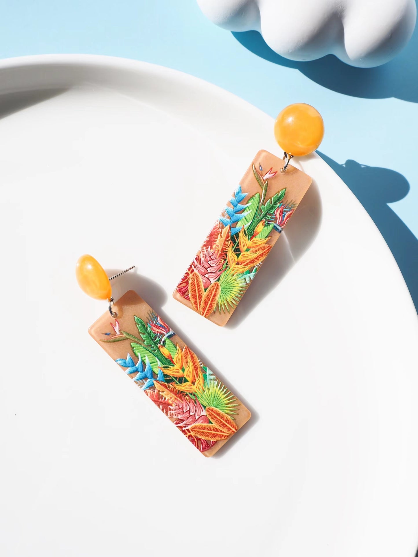 Tropical Plants Drop Earrings