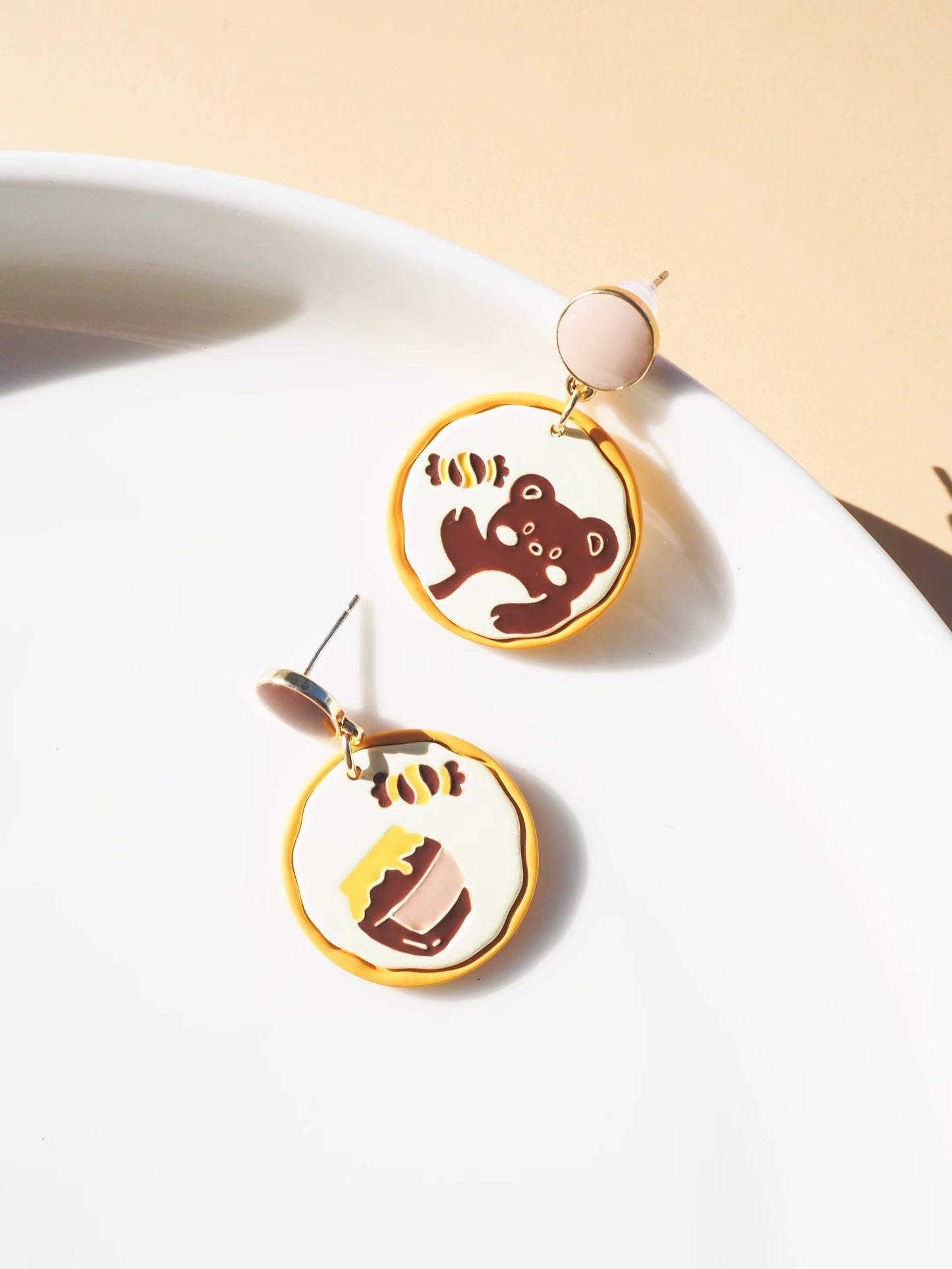 Bear And Honey Drop Earrings