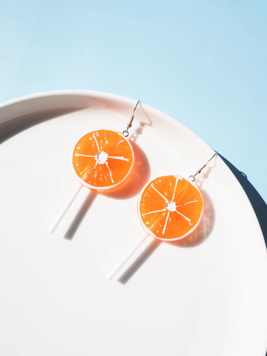 Orange Lollipop Hook Drop Earrings