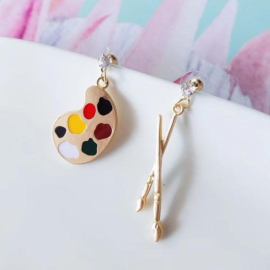 Palette And Brush Drop Earring